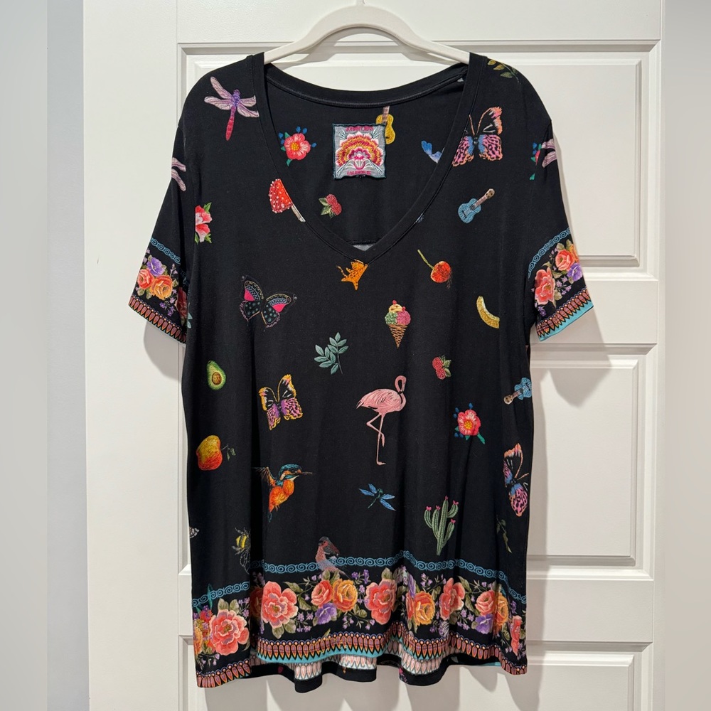 Johnny Was L Black Stretchy Bamboo Tunic